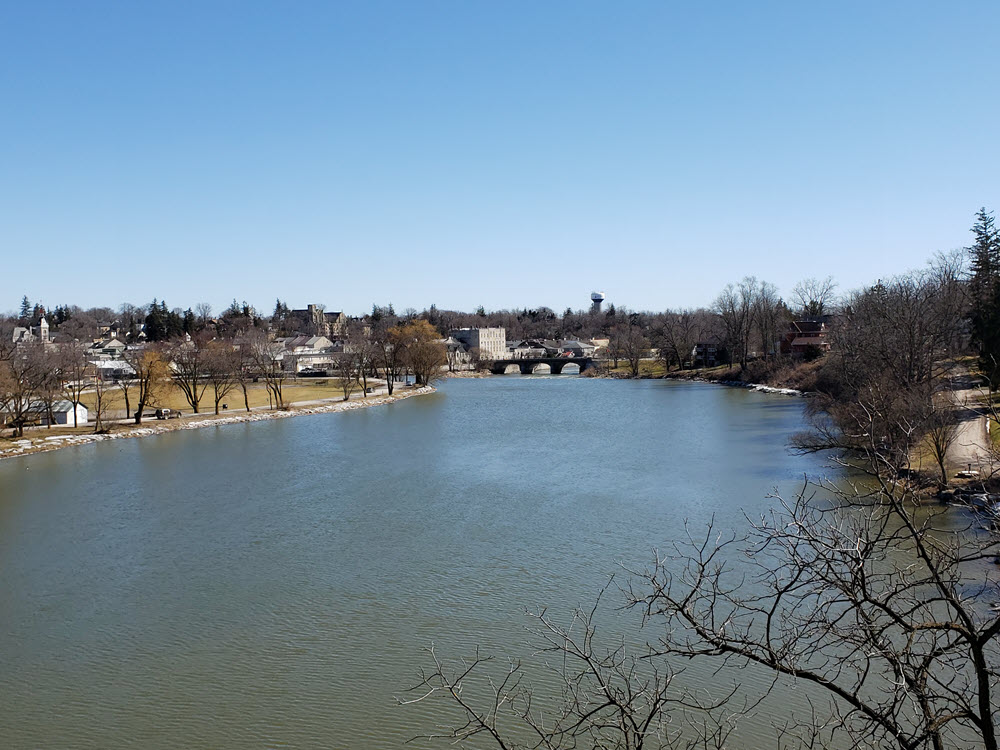 Image of the river and St. Marys, Ontario from the Trestle