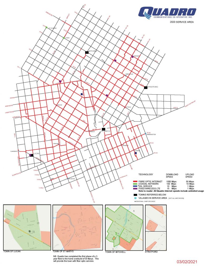 Quadro Service Area 2020 map dated March 3 2021