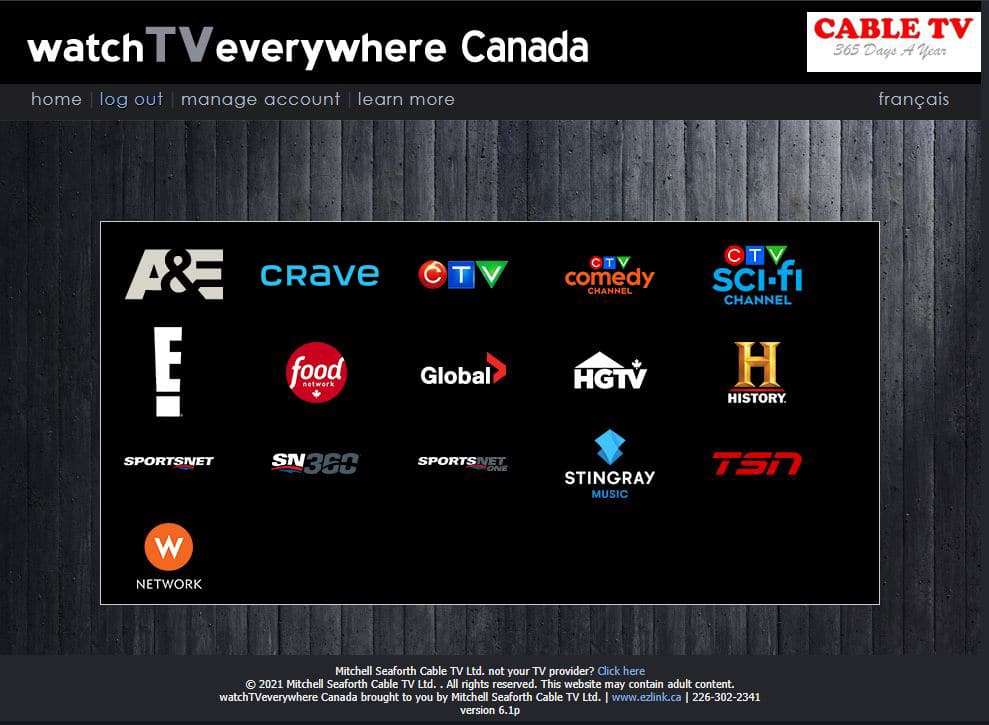 Watch TV Everywhere Mitchell Seaforth Cable page